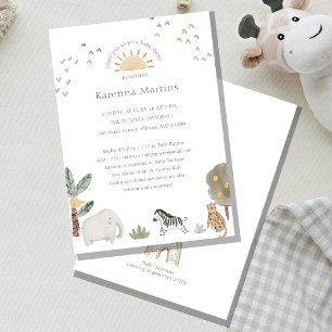 Invitation Boho Safari Aquarelle Sexe Baby shower neutre