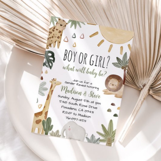 Invitation Boho Safari Genre Reveal Party