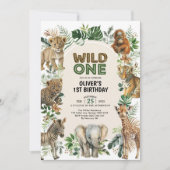 Invitation Boho Safari Jungle Animaux sauvages Un 1er anniver (Devant)