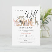 Invitation Boho Safari Wild One Baby Girl Baby shower (Debout devant)