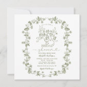 Invitation Boho Sage Floral Bouquet Bow Fête des mariées (Devant)