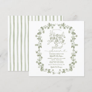 Invitation Boho Sage Floral Bouquet Bow Fête des mariées