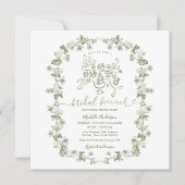 Invitation Boho Sage Floral Stripes Bow Bridal Brunch (Devant)