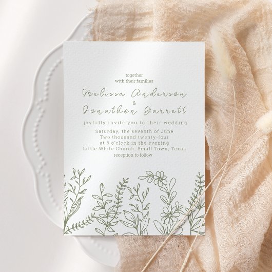 Invitation Boho Sage Flowers Boho Mariage