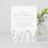 Invitation Boho Sage Flowers Boho Mariage (Debout devant)