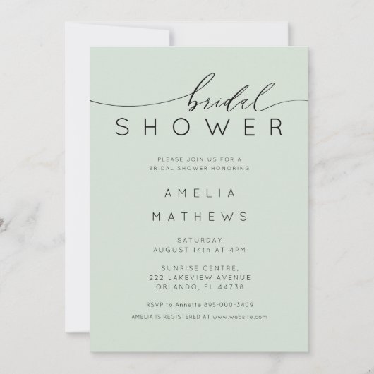Invitation Boho Sage Green Bridal Shower (Devant)
