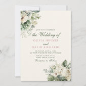 Invitation Boho Sage Green et Mariage floral ivoire (Devant)
