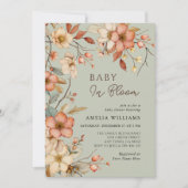 Invitation Boho Sage Green Fleur sauvage Baby shower Floral (Devant)