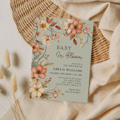 Invitation Boho Sage Green Fleur sauvage Baby shower Floral