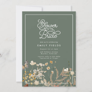 Invitation Boho Sage Green Fleur sauvage Fête des mariées pa