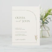 Invitation Boho Sage Green & Linen Arches Minimalist Photo  (Debout devant)