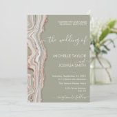Invitation Boho Sage Green Marble Pierre Earthy Agate Invitat (Debout devant)