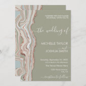 Invitation Boho Sage Green Marble Pierre Earthy Agate Invitat (Devant / Derrière)