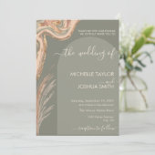 Invitation Boho Sage Green Marbre Pierre Terme Pampas Grass I (Debout devant)