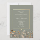 Invitation Boho Sage Green Mariage QR Code (Devant)