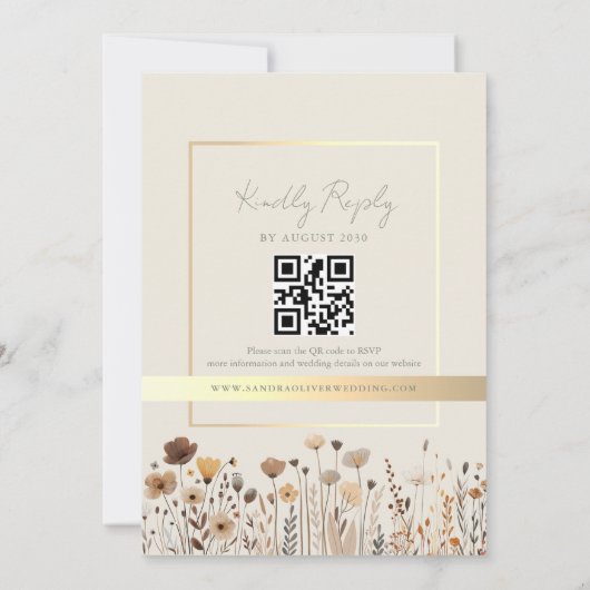 Invitation Boho Sage Green Mariage QR Code (Dos)