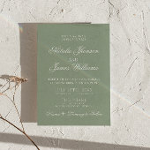 Invitation Boho Sage Green Modern QR Code Photo Wedding