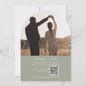 Invitation Boho Sage Green Photo QR Code Arch Mariage (Dos)