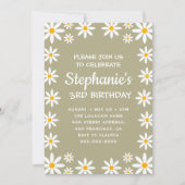 Invitation Boho Sage Green Retro Daisies Anniversaire (Devant)