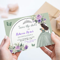 Boho Sage Purple Floral Quinceañera Enregistrer La