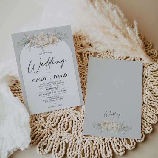 Invitation Boho Sage Vert Arche Florale Mariage