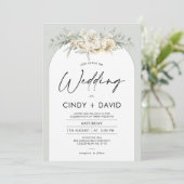 Invitation Boho Sage Vert Arche Florale Mariage (Debout devant)