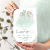 Invitation Boho Sage Vert Argent Quinceañera Princesse Robe