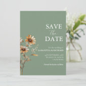 Invitation Boho sage Vert Fleur sauvage Mariage Enregistrer L (Debout devant)