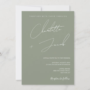 Invitation Boho Sage Vert Minimaliste Simple Mariage