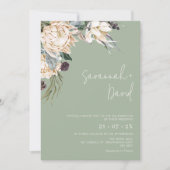 Invitation Boho Sage White Protea Pampas Grass Mariage (Devant)