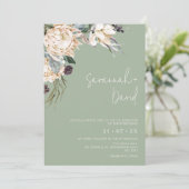 Invitation Boho Sage White Protea Pampas Grass Mariage (Debout devant)