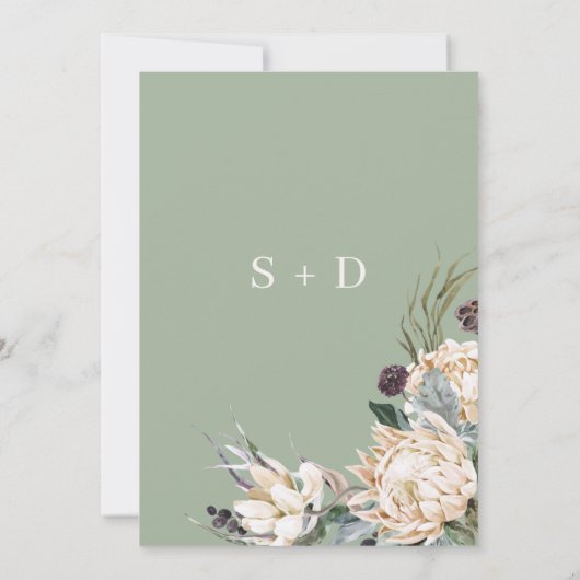 Invitation Boho Sage White Protea Pampas Grass Mariage (Dos)