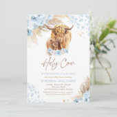 Invitation Boho Saint Vache Bleu Pampas Baby shower Garçon en (Debout devant)