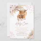Invitation Boho Saint Vache rose Pampas Grass Girl Baby showe (Devant)