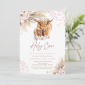 Invitation Boho Saint Vache rose Pampas Grass Girl Baby showe (Debout devant)