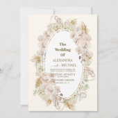 Invitation boho sauge vert et pampas herbe mariage (Devant)