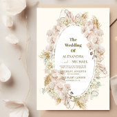 Invitation boho sauge vert et pampas herbe mariage