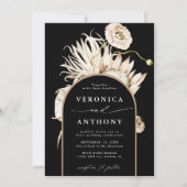 Invitation Boho sauvage Pampas Grass Floral Mariage Noir (Devant)