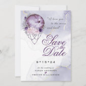 Invitation Boho Sauvez la date Dusty Purple Celestial Mandala (Devant)