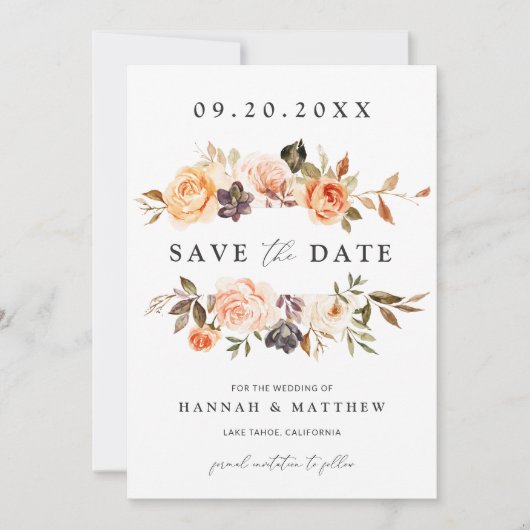 Invitation Boho Save the Date d'automne, Save the Date avec p (Devant)