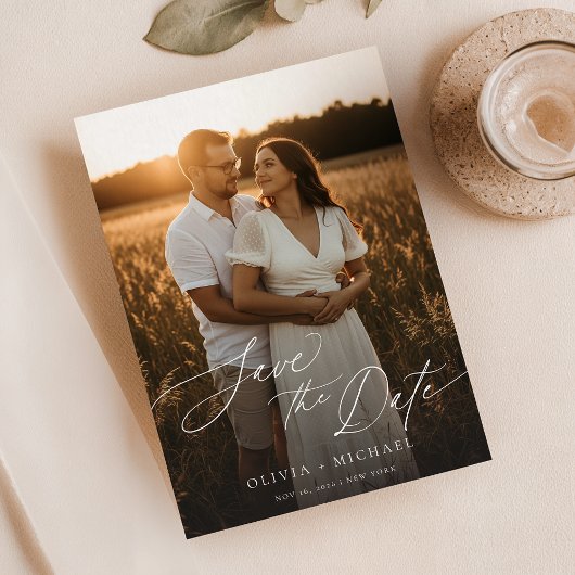 Invitation Boho Save the Date, photo minimaliste Enregistrer 