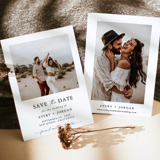 Invitation Boho Save the Date, photo minimaliste Enregistrer 