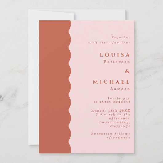 Invitation Boho Scalloped Edge Terracotta & Blush Mariage (Devant)