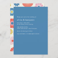 Boho scandinave Fleur folk Bleu Mariage simple