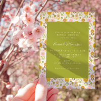 Boho Scandinavian Green Flowers Bridal Shower
