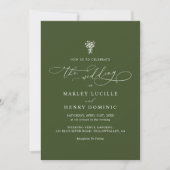 Invitation Boho Script Calligraphy Olive Green Wedding (Devant)