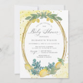 Invitation Boho Script Citron Baby shower d'été (Devant)