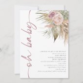 Invitation Boho Script pivoté Pampas Pink Oh Baby shower (Devant)