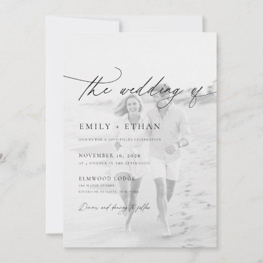 Invitation Boho Script QR Code Mariage photo (Devant)