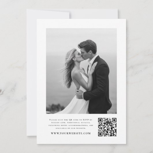 Invitation Boho Script QR Code Mariage photo (Dos)